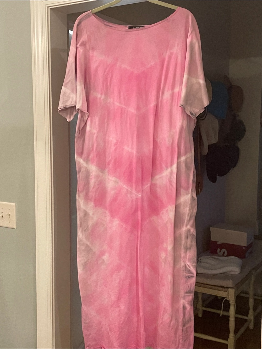 Pink Tie-Dye Maxi Cotton Dress  large